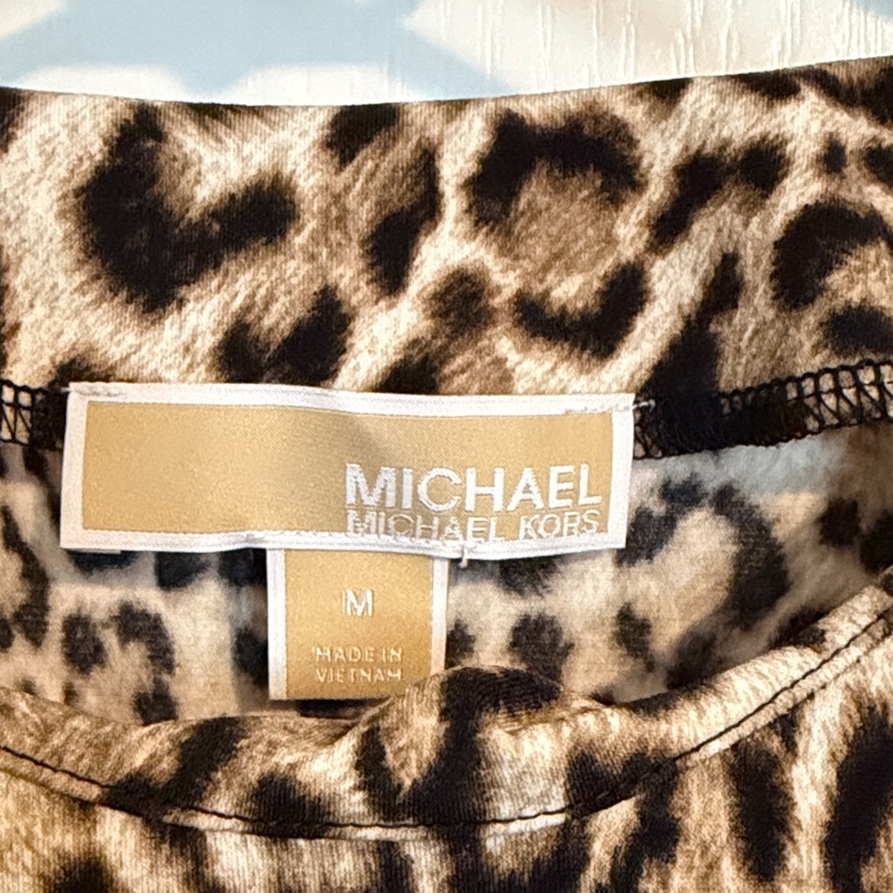 MICHAEL Michael Kors Leopard Print Long Sleeve Wrap Dress - Brown/Tan - Picture 3 of 5